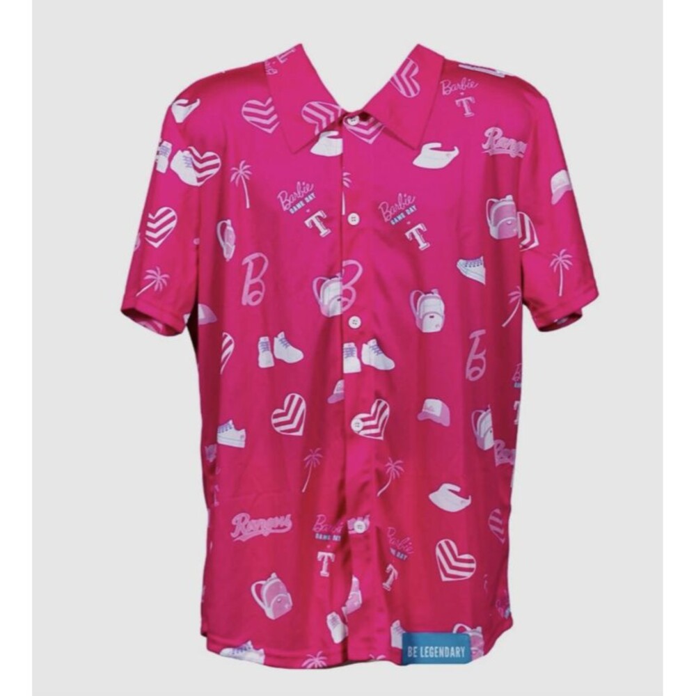 Barbie Game Day Pink Button Up Shirt Mattel MLB Fan Apparel Size XL Officially